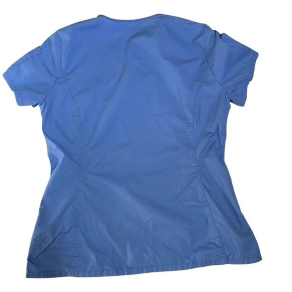 Landau Stretch V-Neck Scrub Top Ceil Blue 4 Pockets Healthcare Nurses Uniform - Picture 2 of 9
